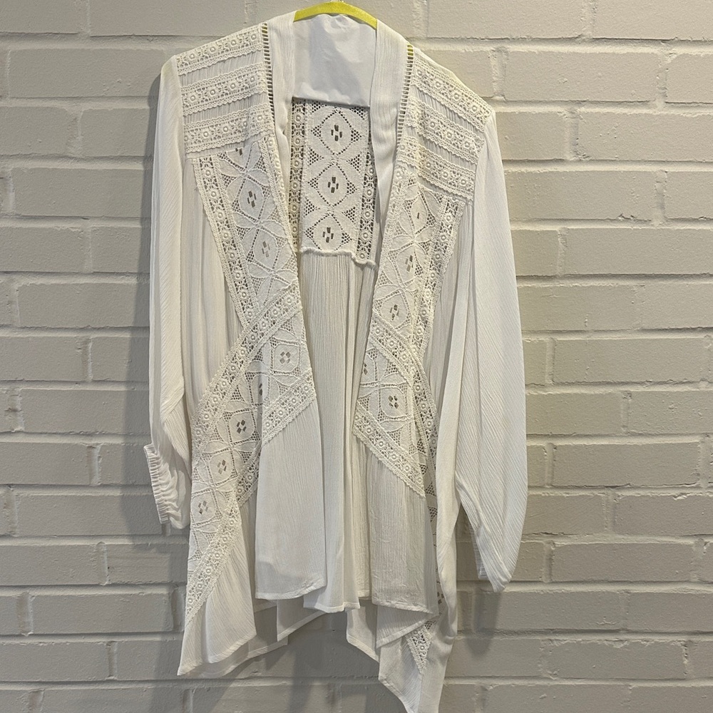 White Lace Open Cardigan